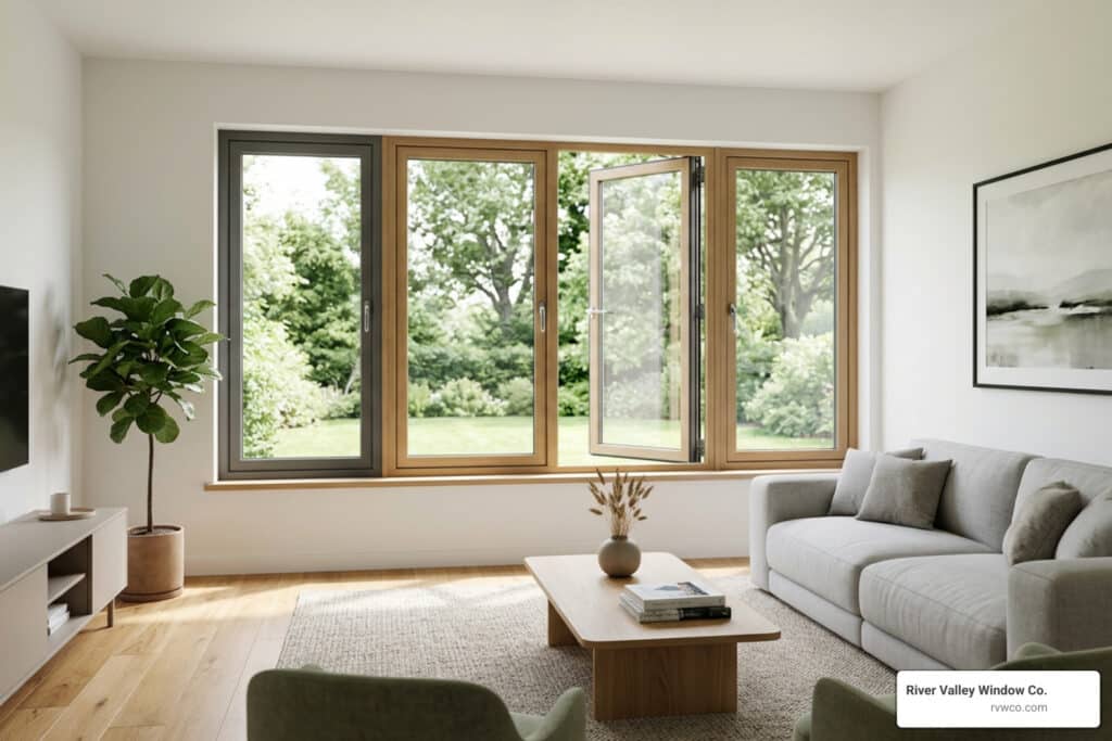 best casement windows in a bright modern living room